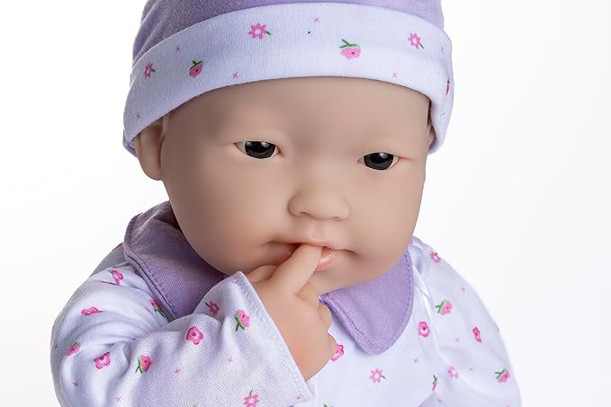 JC Toys - La Baby | Asian 20-inch Large Soft Body Baby Doll | Washable | Removable Purple Outfit w/ Hat and Pacifier | For Children 2 Years +