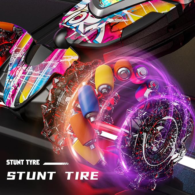 Gesture Sensing RC Stunt Car, 2.4G Remote Control Car Toys for Boys Ages 4-7 8-12, 4WD RC Drift Cars with Lights Music Spray, 360° Spins All Terrains Kids Toy Birthday Gift for 3-12 Year Old Kids