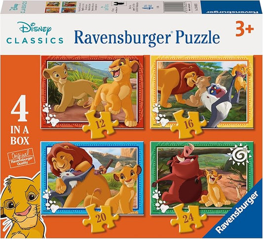 Ravensburger - Puzzle: The Lion King, Puzzle 3 Years or Older, Puzzles Children 3 Years, Kids Puzzle, Gift Child 3 Years, Ravensburger Puzzle, 4 puzzles for children 3 years, 12004025