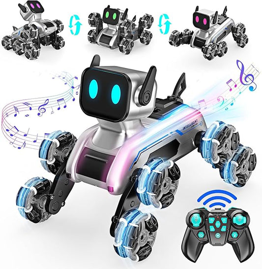 Robot Dog Toys for Age 8-13, 8WD Remote Control Cars Robot Dog Rc Car with Light & Sound, Toys Gifts for 6 7 8 9 10 11 12 Year Old Boys Christmas Birthday Coolest Gifts for Boys 8-12