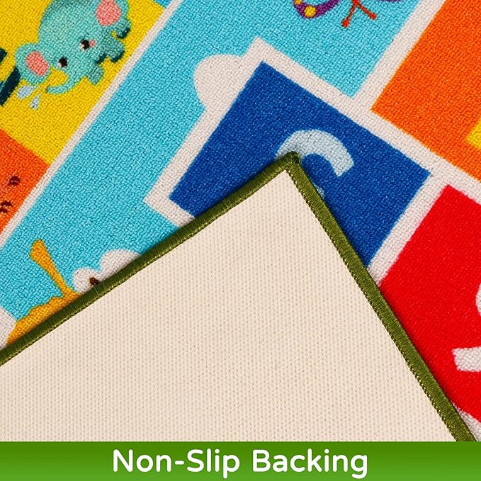 Classroom Carpet Kids Rug,59''X78.7'' ABC Alphabet Animals Hopscotch Rug,Non-Slip Educational Kids Rugs for Playroom,Washable Numbers Learning Classroom Rug for Playroom Kids Room Nursery