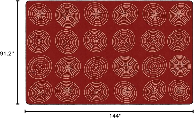 Flagship Carpets Circles Abstract Educational Area Rug for Kids Room Seating Décor, Children's Classroom, Play Carpet for Teaching and Playroom, Seats 24, 7'6" x 12', Brick