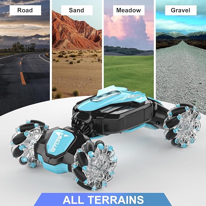 Gesture Sensing RC Stunt Car Remote Control Car 360° Rotating 4WD 2.4Ghz RC Cars Transform Car Toys for Boys 4-7 Birthday Present for Age 8-12, Green