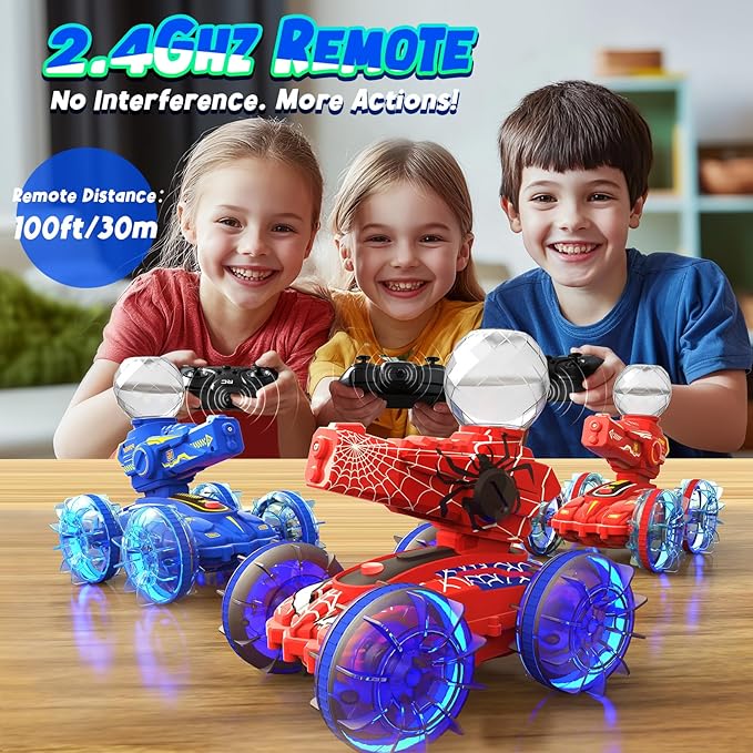 4-in-1 Waterproof Remote Control Car, Amphibious RC Cars & RC Boat for Kids, Water & Land RC Stunt Car, Pool & Beach Toy for Summer Outdoor Play 3 4 5 6 7 8 9 Years Old Boy