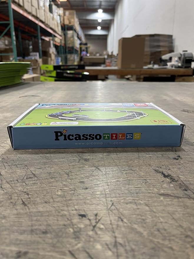 PicassoTiles Magnet Tile Building Block Construction Toy Set Street Sign Traffic Kit Highway Road Race Track with Bumper Barricade Accessory Sticker Education Magnetic Tiles Kids Age 3+ PTR03