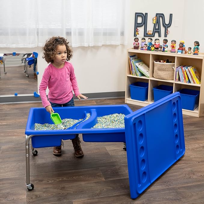 Children's Factory, 1138-18, Neptune Sensory Table & Lid, 18”H, Blue, Kids Classroom, Preschool, Playroom or Kindergarten Autism Learning Activities