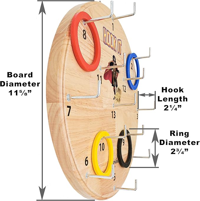 Hook It Ring Toss Game for Kids & Adults – Includes 24 Rings and Extra Hook – Indoor & Outdoor Games for Family and Friends – Safe Alternative to Darts