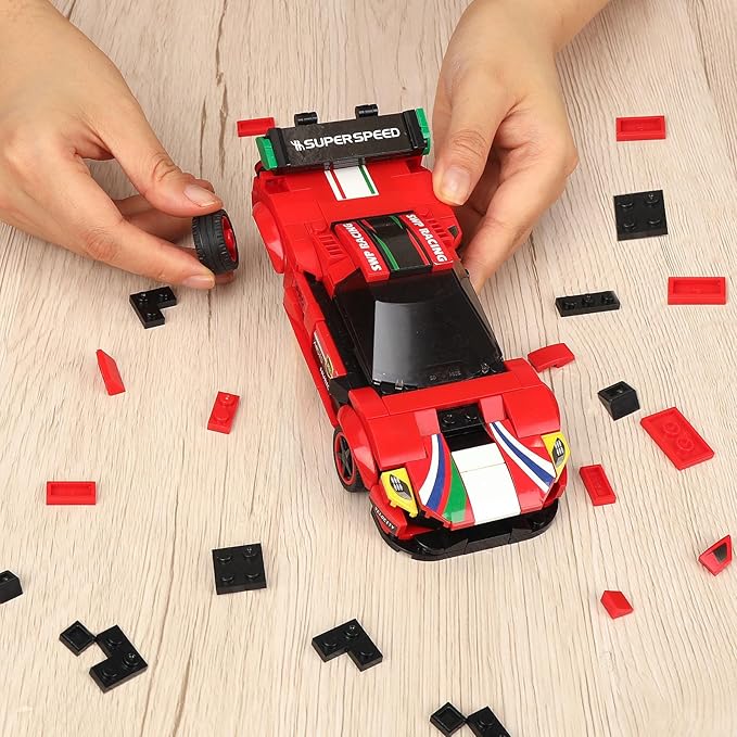 STEM Toys for 6-10 Year Old Boys Girls - 306 pcs RC Car Building Block Set - Remote Control Racing Car Building Toy Sets Building Kit for Kids (Red)