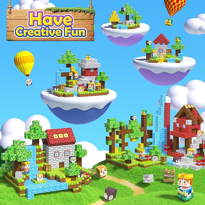 100PCS Magnetic Blocks with Forest Animals Toys, Build Mine Magnet World Set, Magnetic Tiles Building for Boys & Girls Age 4-8 5-7, STEM Montessori Sensory Toys for Toddlers Kids Gifts 3+ Years Old