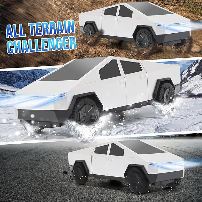 Remote Control Pickup Truck, 1/24 Scale Racing Car Model, Rechargeable Battery & Light and Loadspace, for Adults and Boys (Silver)