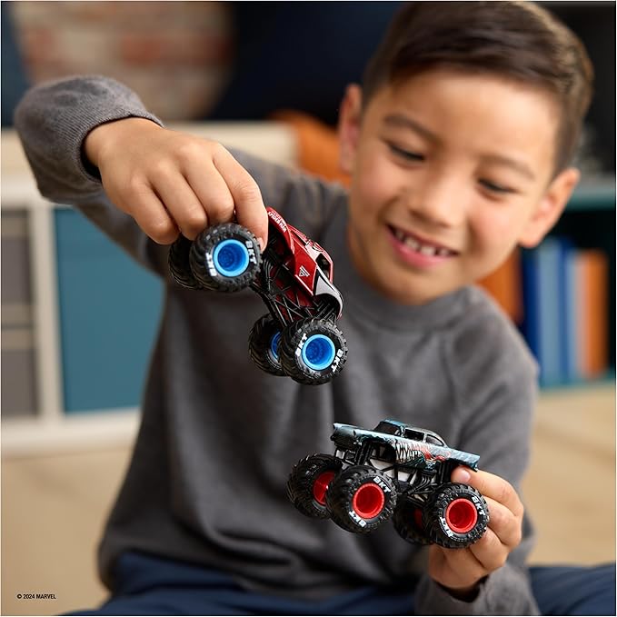 Monster Jam, Marvel Official Venom Vs. The Amazing Spider-Man Die-Cast Monster Trucks, 1:64 Scale, Kids Toys for Boys and Girls Ages 3 and up