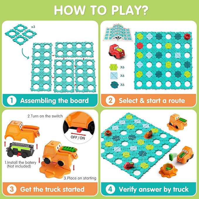 Logic Road Builder Kids Toys, Large Puzzle Stem Board Games for 4 5 6 7 Year Old Boys Girls, Educational Montessori Toys Birthday Gifts for Age 4-8 Year Old a12