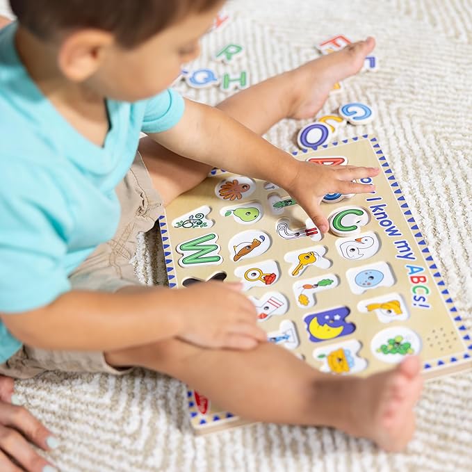 Melissa & Doug Wooden Alphabet Sound Puzzle - Wooden Puzzle with Sound Effects (26 pcs) - FSC Certified