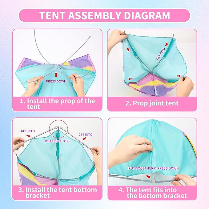 Doll House Portable & Foldable Dollhouse w/ 60+ Pcs & 2 Dolls, Play House Toy with Bedroom Kitchen Furniture Camping Playset, Playhouse Birthday Gift for Girl Kid Toddler