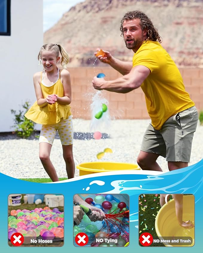SOPPYCID Water Balloons Reusable Quick Fill - Self Sealing Silicone Water Balls for Kids with Mesh Bag, Outdoor Summer Fun Water Toys for Outdoor Activities, Summer Party, Water Park, Family Game