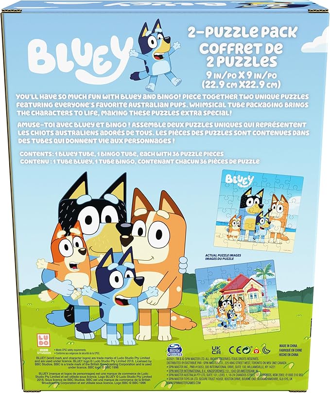 Spin Master Games, 36-Piece Bluey Puzzles 2-Pack, Bluey Toys, Puzzles, for Kids Ages 3 & Up