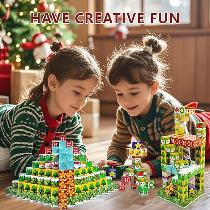 100pcs Magnetic Blocks, Mine World Building Blocks Craft Cubes for Kids 3+, Boys and Girls - 0.8IN Puzzles Toys