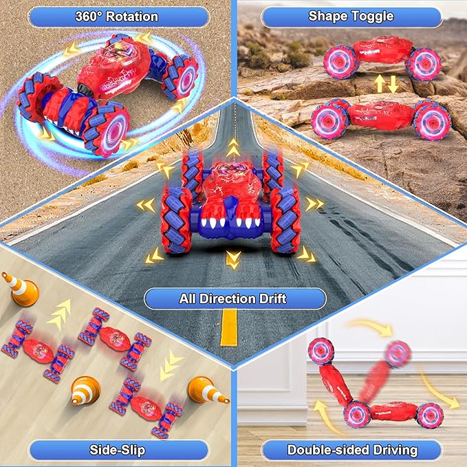 Gesture Sensing RC Stunt Car - Boys Toys Age 6-12 with Light & Music, Hand Controlled Remote Control Car Cool Birthday Gift Ideas for Kids 6 7 8 9 10 11 12 Year Old