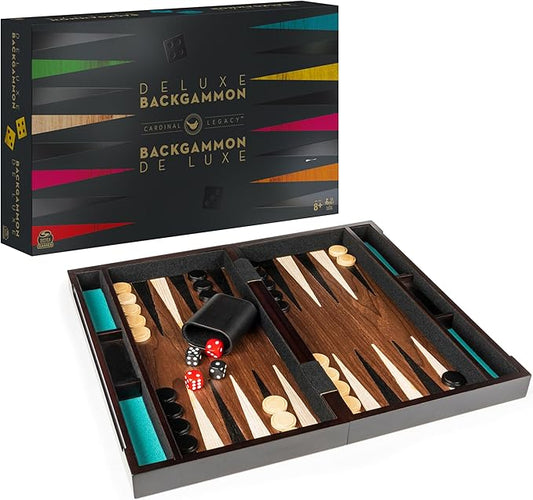 Spin Master Games Legacy Deluxe Wooden Backgammon Classic 2-Player Original Board Game Set with Cups and Dice, for Kids and Adults Aged 8 and up