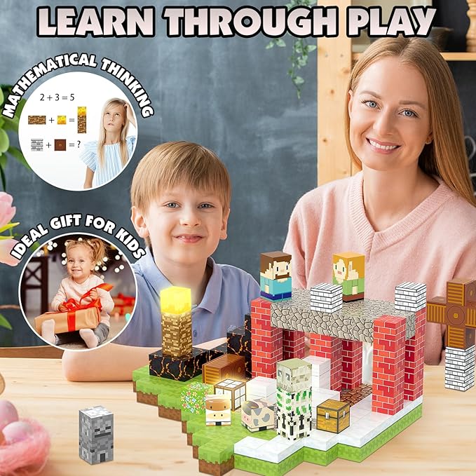 200PCS Magnetic Blocks Building Toys Set, Light Up Magnet Cubes, 3D Magnetic Building Blocks for Kids Boys Girls Ages 3+, STEM Sensory Christmas Birthday Present Construction Toys