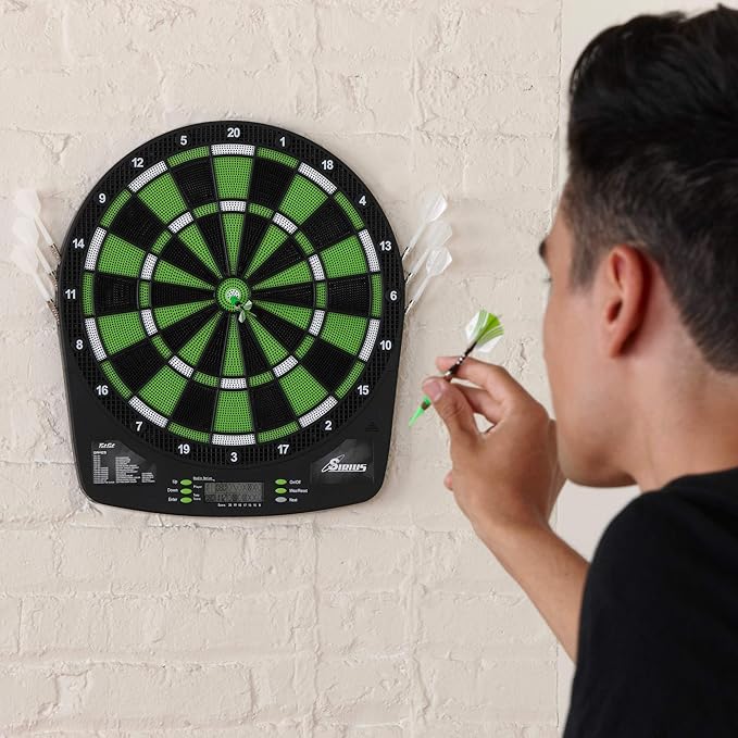 Fat Cat Sirius 13.5 Inch Compact Target Electronic Dartboard, Black and Green