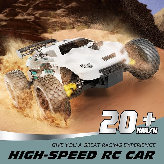 Tecnock RC Cars Remote Control Car for Kids, 1:18 Scale 20 KM/H 2WD Offroad Buggy, 2.4GHz RC Racing Car with USB-C Easy Charging & 50 Mins Playtime, Toys Gifts for Boys & Girls