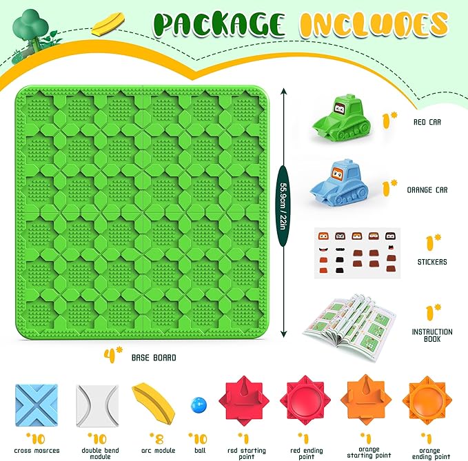 Road Builder Kids Logic Toys: Large Puzzle STEM Board Games, Educational Montessori Toys Birthday Gifts for Age 4-8 Year Old (Green)