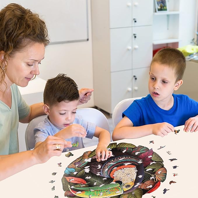 Unique Wooden Jigsaw Puzzles - Mandala Parrot, 500 Pcs King Size 16.5'' x 16.4'', Luxurious Shaped Wood Puzzle, Beautiful Package, Best Gift for Adults and Kids, Family Game