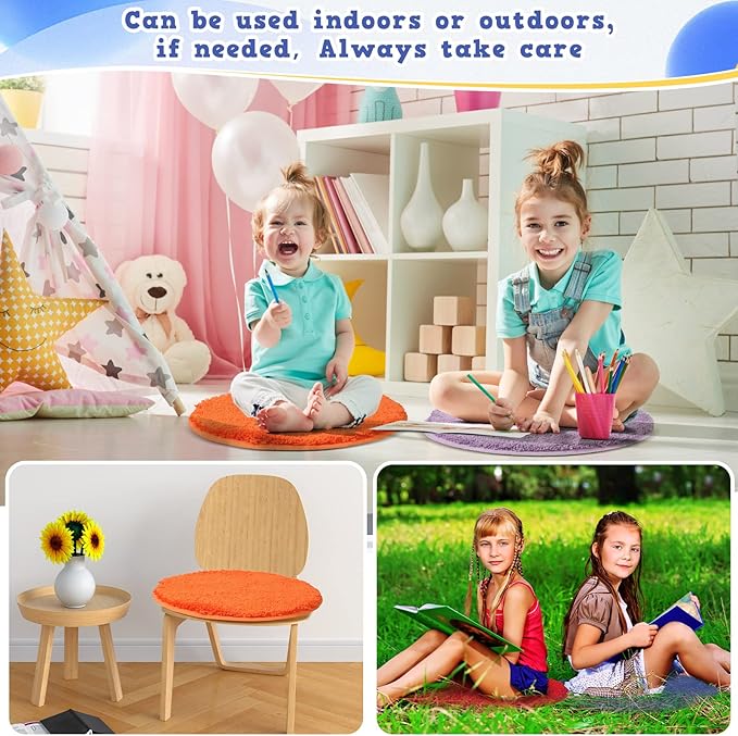 Funtery 6 Pieces Colorful Carpet Circle Seats 18 Inches Round Kids Classroom Floor Mat Soft Classroom Rugs Educational Cushions for Kids School Learning Area, Home Bedroom Play Areas Rugs