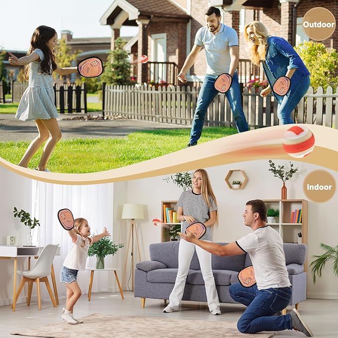 Toss and Catch Ball Set Toddler Baseball Training Glove Soft Sticky Balls, Outdoor Beach Pool Toys for Kids Yard Camping Birthday Gifts for 3 4 5 6 7 8 Year Old Boys Girls