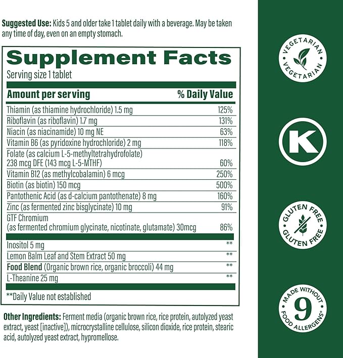 MegaFood Kids B Complex - B Complex Vitamin Supplement, 8 B Vitamins - Vitamin B6, Vitamin B12, Folate, Biotin & More, Supports Cellular Energy Production, Vegetarian, Gluten Free – 30 Mini Tablets