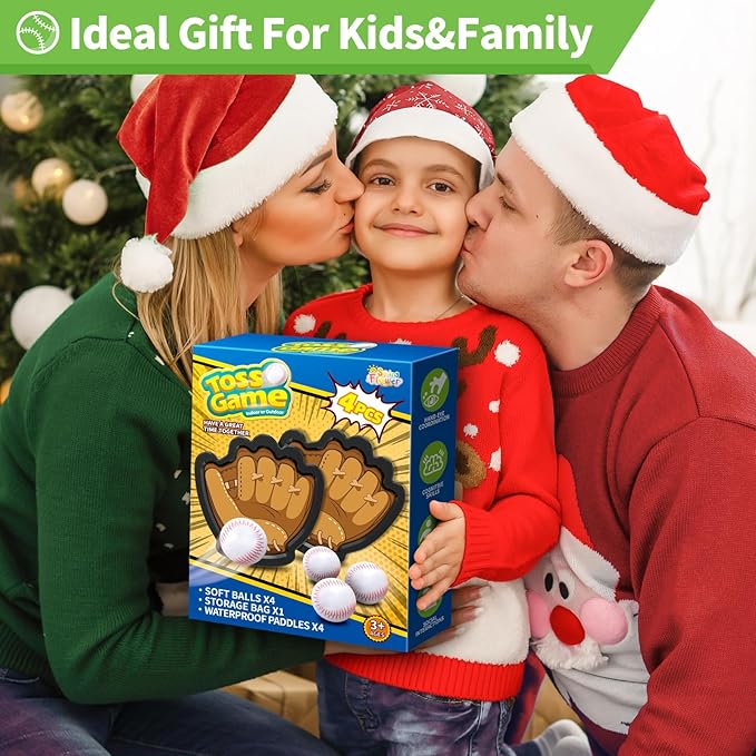 SpringFlower 4 Pack Catch and Toss Ball Game,Toddler Baseball Catch and Toss Ball Set,Outdoor Sport Yard Beach Pool Game Toy,Boys & Girls Toy for Kids Toddlers, Fun Idea Gift for Kids