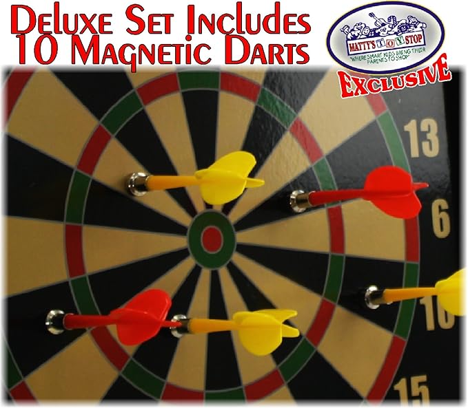 Deluxe 2-in-1 Reversible Magnetic Dartboard (Dart Board) with 10 Darts, Featuring Standard Darts & Baseball Games - Matty's Toy Stop Exclusive
