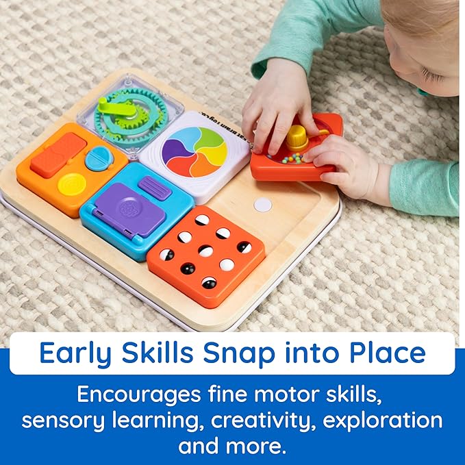Fat Brain Toys PlayTab Essentials, Modular Sensory Activity Board for Babies and Toddlers Ages 12 Months+