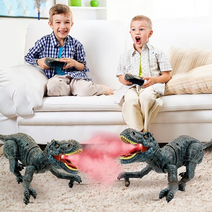Remote Control Dinosaur for Boys 4-7, Robot Dinosaur Toys for Kids 5-7, rc Dinosaur with Realistic Legs & Spray Stream,Remote Dinosaur Toys for Kids3 4 5 6 8 Year Old boy Birthday Gift (Blue)