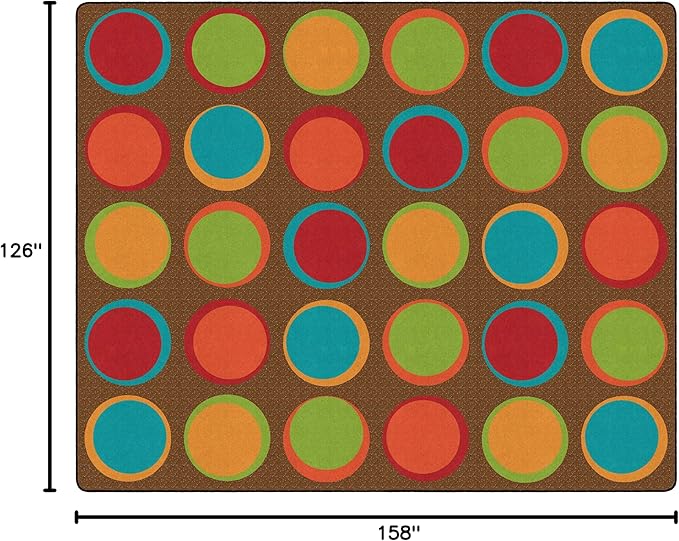 Flagship Carpets Sitting Spots Seating Rectangle Area Rug for Children's Classroom or Kids Playroom, and Home Learning Carpet, Seats 30, 10'6" x 13'2", Brown