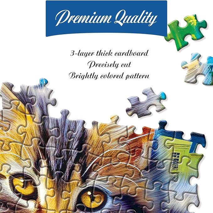 Jigsaw Puzzles 2 Pack 1000 Pieces - WISHDIAM Puzzles for Adults - Cats Funny Kitten Pets Animal Lovers Impossible Difficult Challenging Puzzles for Home Decor Birthday Party Gifts Toy for Men Women