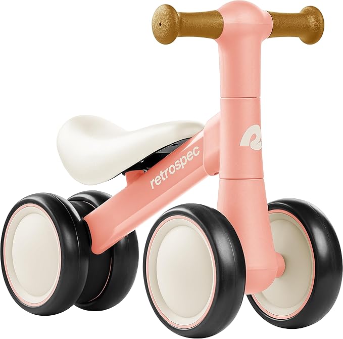 Retrospec Cricket 2 Baby Walker Balance Bike with 4 Wheels for Ages 12-24 Months - First Birthday Gift Toddler Bicycle Toy for 1 Year Old’s - Ride On Toys for Boys & Girls