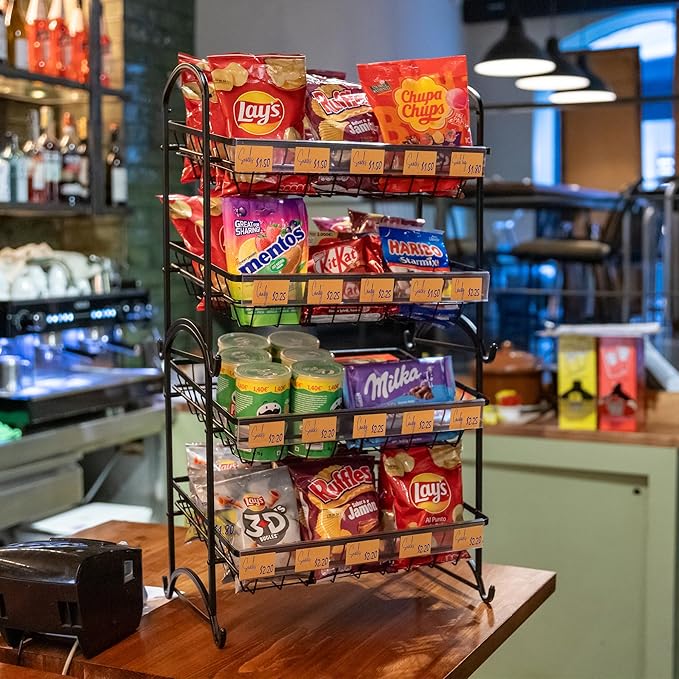 Candy Display Rack | Stackable Candy Organizer | Snack Organizer For Countertop | Snack Shelf And Chip Rack For Stores | Snack Display For Counter | Snack Stand For Office 2-Pack