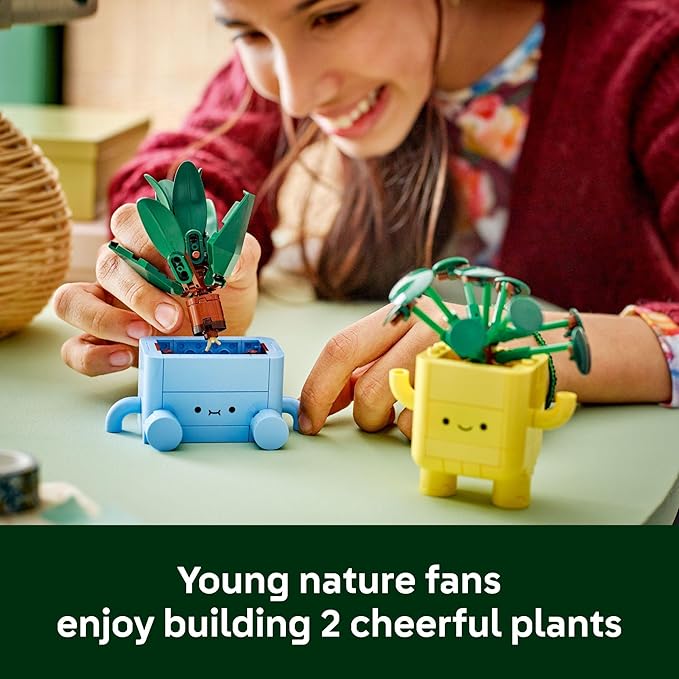 LEGO Botanicals Happy Plants Building Toy for Kids, Girls, and Boys 9+ - Playroom Decor for Desk or Shelf - Birthday Gift Idea for Young Gardeners - Artificial Indoor Plants for Play & Display - 10349