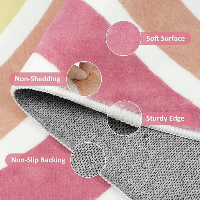 STARUIA Washable Rainbow Area Rug for Girls Bedroom, Colorful 4x6 Nursery Kid Room Rug, Non-Slip Soft Polka Dot Carpet for Classroom Playroom Tent Castle