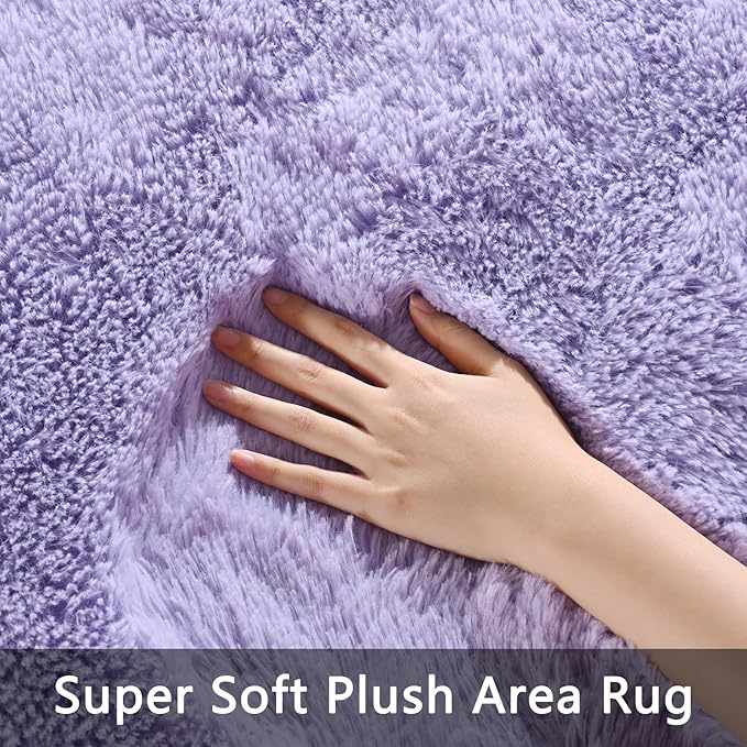 Pettop Fluffy Lavender Purple Area Rug for Bedroom Living Room, 4x6 Feet Soft Plush Fuzzy Rugs for Girls Kids Boys, Non-Slip and Washable Rug for Nursery Classroom, Carpet for Rooms Decor
