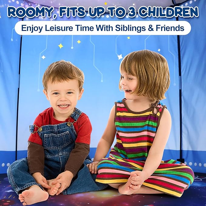 Rocket Ship Kids Tent, Pop Up Play Toy House for Kid, Toddler Tent Large Space Indoor Playhouse. Unique Play Tents for Toddlers Boys & Girls. Best Birthday Gift for 3 4 5 Years Kids Toy