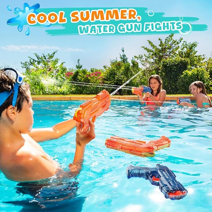 Water Squirt Guns Toys for Kids: Super Water Gun for Boys Girls Adults - Small Outdoor Water Gun Toy for Pool Beach Swimming Summer Games Yard Party (2 Pack)