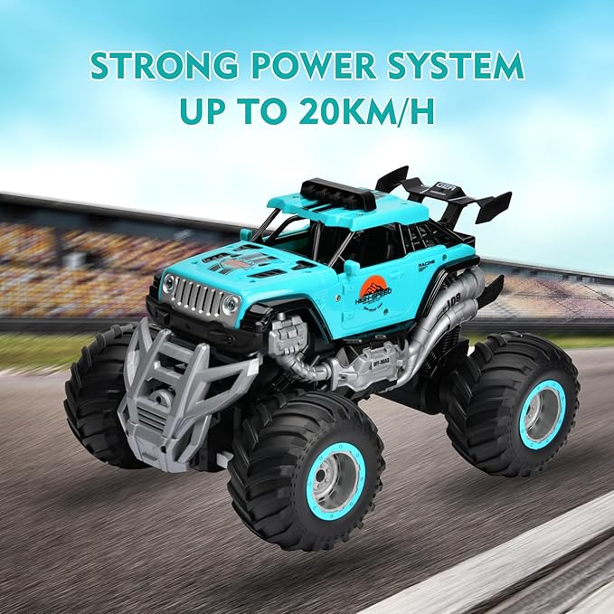 Remote Control Monster Truck, 2.4GHz All Terrain RC Cars, Remote Control Monster Car, Spray Music RC Truck for Boys 4-7 8-12 and Girls