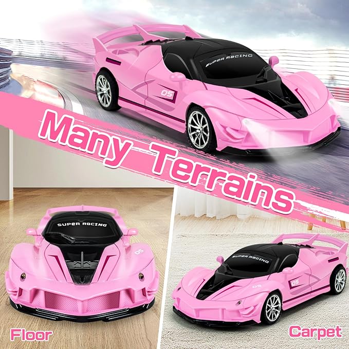 Remote Control Racing Car for Girls Boys 3 4-7 Christmas Birthday Gifts,Hobby RC Cars Toys for Age 3 4 5 6 7 8-12 Year Old Kids- 1:18 Scale Model Racing Car Pink 1 Pack