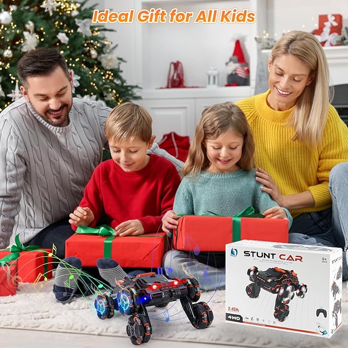 Remote Control Cars for Kids, RC Cars Toy Gesture Sensing Stunt Car, Boy Xmas Birthday Gifts Ideas, 6WD 2.4GHz All Terrain RC Race Car Double Sided 360° Rotating Toys for Boys 3 4 5 6 7 8 9 10 11 12
