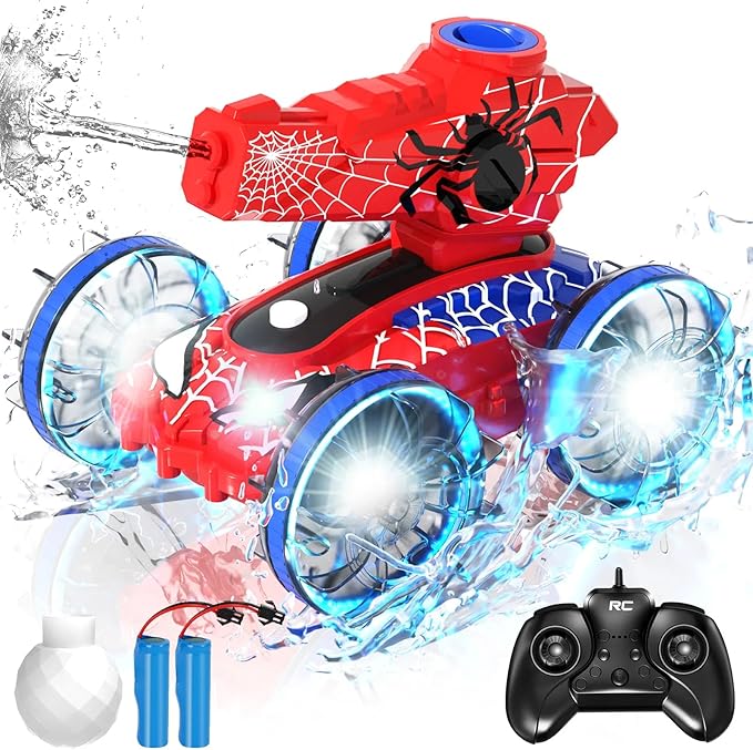 4-in-1 Waterproof Remote Control Car, Amphibious RC Cars & RC Boat for Kids, Water & Land RC Stunt Car, Pool & Beach Toy for Summer Outdoor Play 3 4 5 6 7 8 9 Years Old Boy