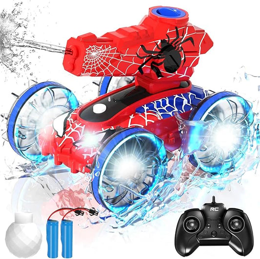 4-in-1 Waterproof Remote Control Car, Amphibious RC Cars & RC Boat for Kids, Water & Land RC Stunt Car, Pool & Beach Toy for Summer Outdoor Play 3 4 5 6 7 8 9 Years Old Boy