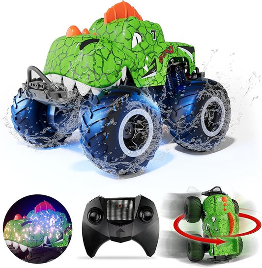 Remote Control Monster Car for Boys Age 6+, 2.4GHz Monster Cars with Light, RC Waterproof Land-and-Water Truck Toys, Birthday Gifts for Kids Boys 6,7,8-12 Years Old